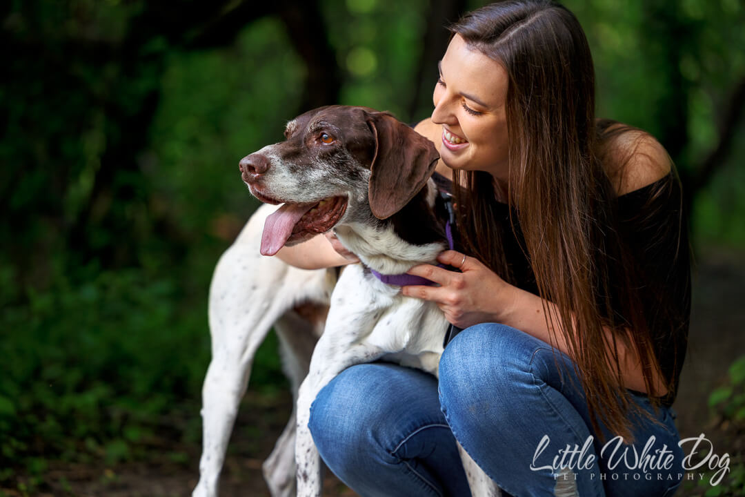 German shorthaired pointer dog with his owner.